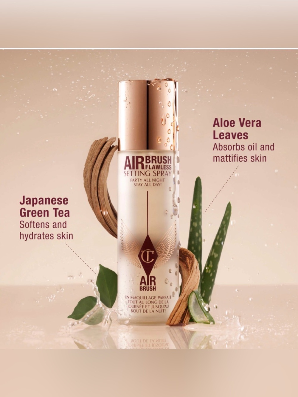 Charlotte Tilbury Airbrush Flawless Setting Spray - Gold & Burgundy Packaging